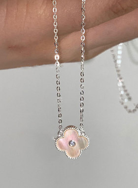 白贝母四叶草吊坠项链女款夏季