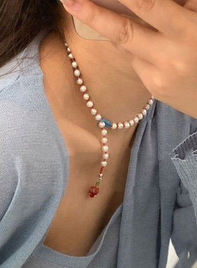 串珠玻璃珍珠项链新款气质颈链