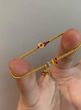 S925纯银藕节金珠民族风转运串珠