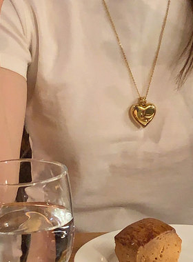 fever同款黑色皮革大爱心项链