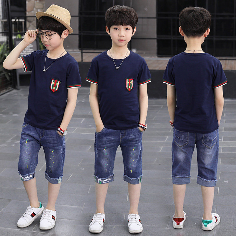 Boy Summer wear Set 678 12 Korean short-sleeved 13 CUHK Summer wear boy Two piece set 10-15 yearin the Children/Baby/Family fitted , Set  category - from Buy2taobao.com to provide professional Taobao agent buy service