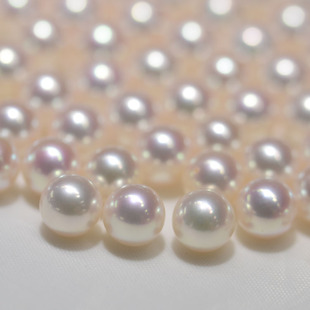 5.5-6mm日本akoya海水珍珠裸珠阿古屋散珠白透粉天女珍珠强光