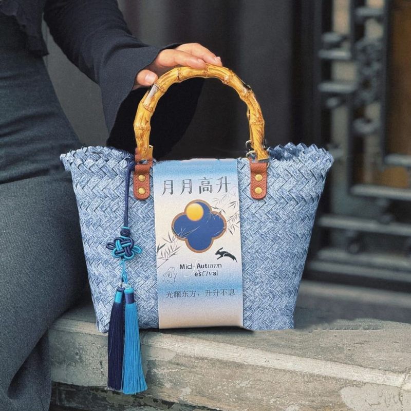 2025中秋编织手提篮包装月饼礼盒
