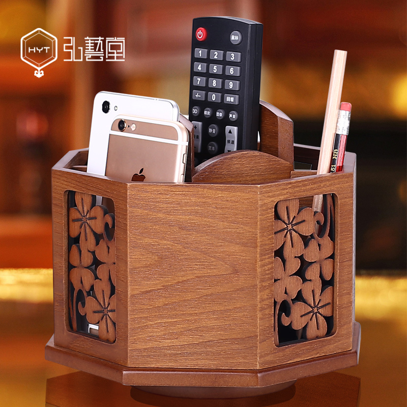 弘艺堂 创意木质收纳盒子 桌面沙发田园欧式整理箱收纳座钩