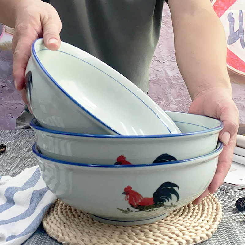 陶瓷怀旧家用釉下彩鸡公碗汤面碗
