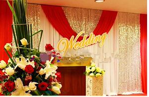 婚庆背景婚礼舞台背景会场场景布置亮片幕布布幔纱幔装饰道具用品