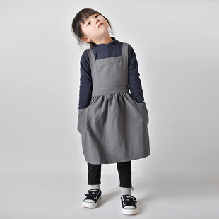 亲子小孩儿童围裙幼儿园烘焙纯棉公主可爱韩版 画画衣美术绘画女孩