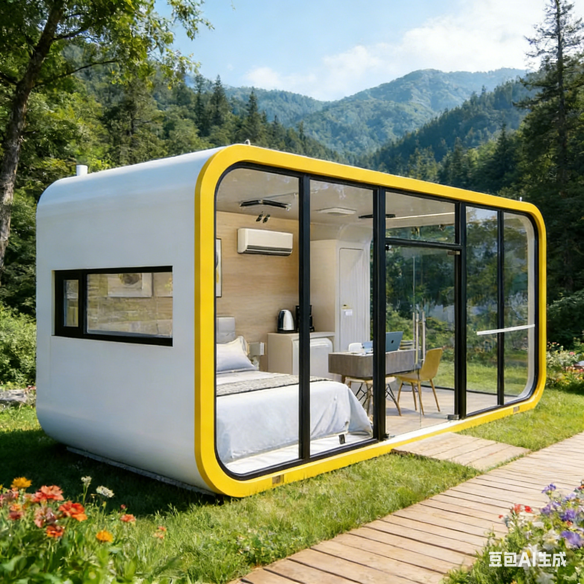 野外露营苹果舱移动房 轻奢 ins 风住宿 钢结构耐用 支持外接水电