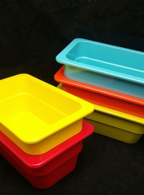 A5加厚密胺仿瓷餐具彩色份数盆加厚食物菜盆深盘自助餐盛菜方盆