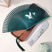 古风扇子中国风仙鹤折扇新中式 旗袍汉服拍照道具 竹扇随便便携夏季