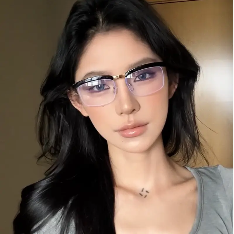 复古中性眼镜框架半框眉线框近视防蓝光镜