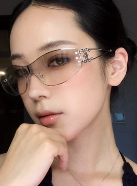2025新款y2k辣妹复古水银欧美风连体墨镜女防紫外线太阳镜凹造型
