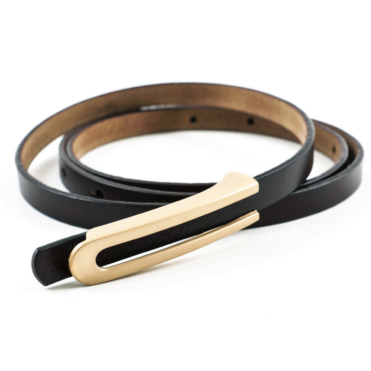 时尚细连衣裙子黑白色装饰腰带