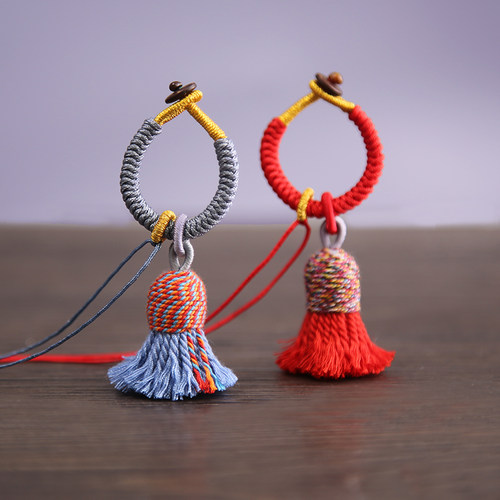 手工编织指环扣流苏金刚结藏式配饰钥匙扣包挂吊坠配件压襟挂件