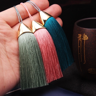 纯手工中国结人造丝流苏穗子 保色KC金光面金属帽扣真丝柔顺吊坠