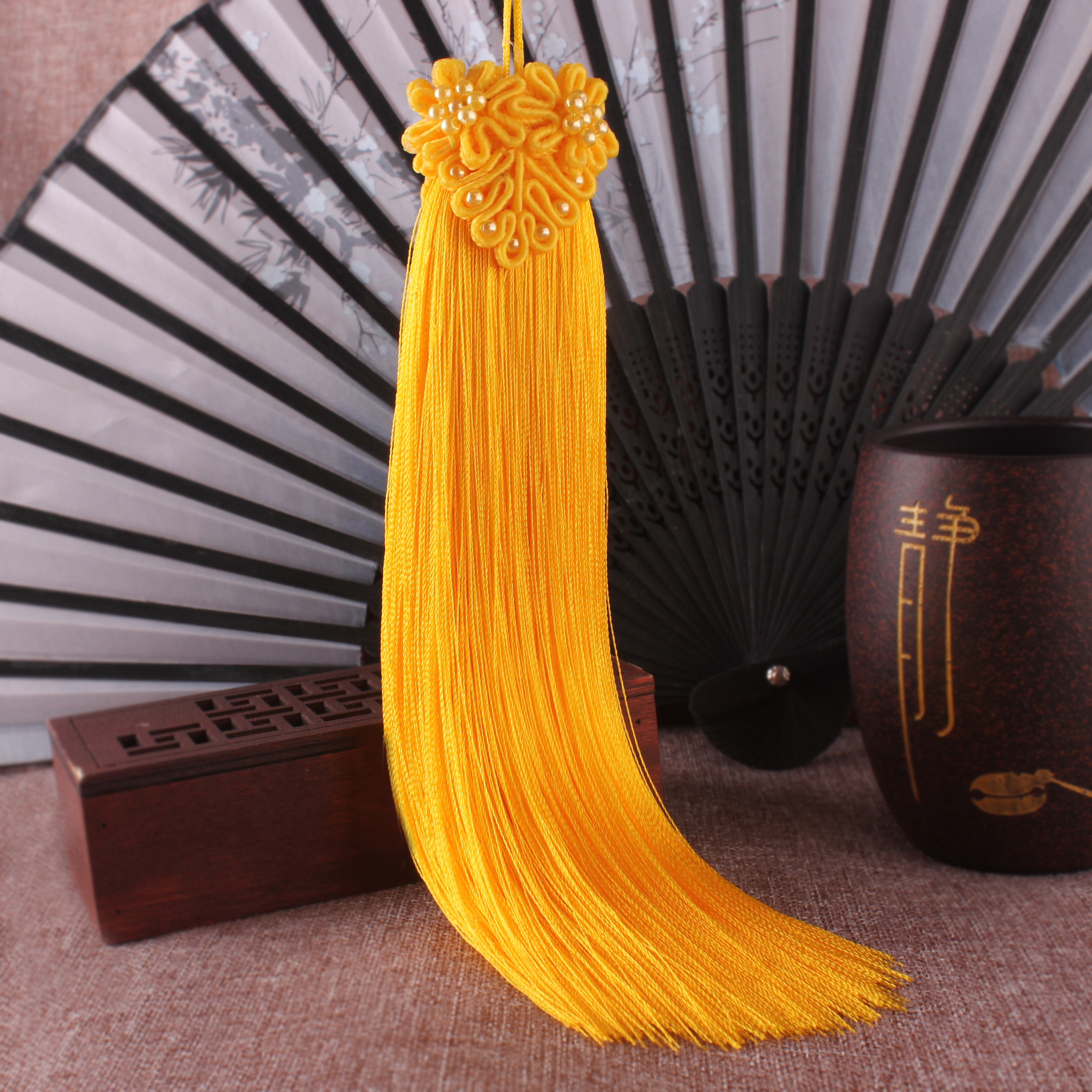 纯手工人造丝真丝花边盘扣流苏 中国结汽车挂件流苏穗子车挂吊坠