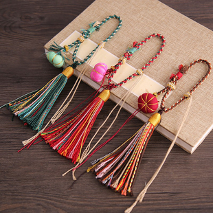藏式流苏挂件南瓜手把绳吊坠手搓棉绳坠子复古包挂穗子文玩配饰