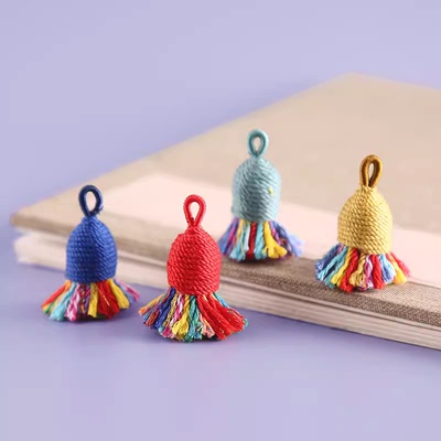 藏式手搓棉线流苏短款穗子菩提念珠配饰手串挂件手链项链饰品吊坠