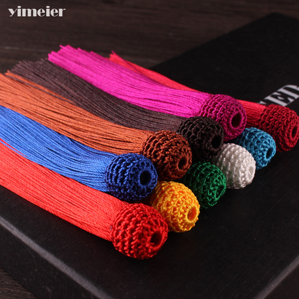 Short Chinese woven ball head, hair mesh with tassels, polyester