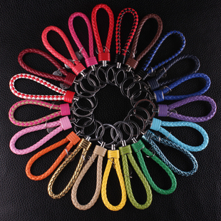 手工编织皮绳钥匙扣挂绳把绳男女汽车包挂件钥匙创意情侣包包配件