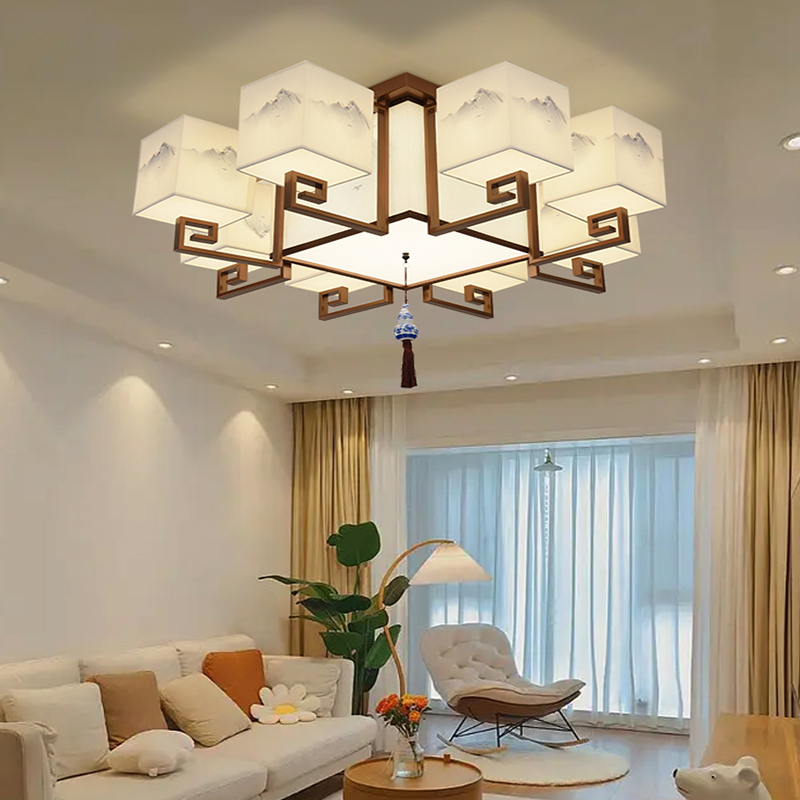 新中式客厅吸顶灯卧室书房餐厅中国风可换led灯泡护眼浪漫温馨灯