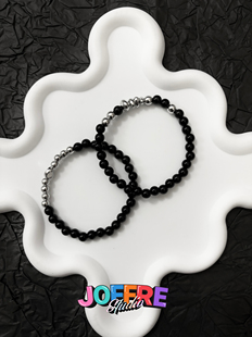 JOFFRE原创银黑手串叠戴情侣手串百搭简约高级感手链男女同款