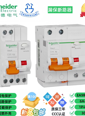 Easy9施耐德EA9R/C45/C65 C32C50C63漏电保护断路器空气开关30mA
