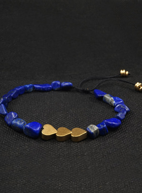 不规则天然黄铜复古情侣爱心手链