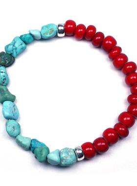 随形原矿绿松石琉璃珠手链