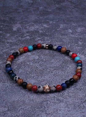 pohier小众设计七彩包金珠手链