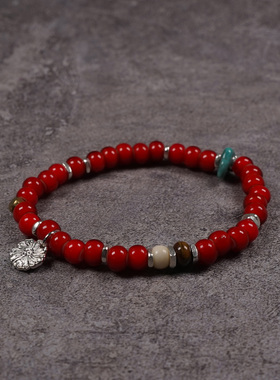 pohier绿松石琉璃纯银手链