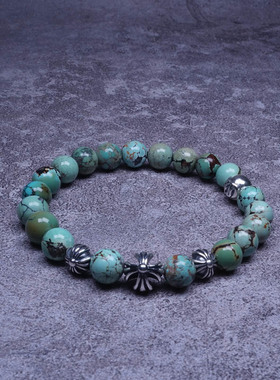 pohier喜儿原矿绿松石十字架手链