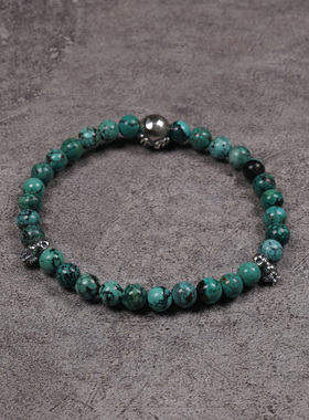 POHIERfoti骷髅原矿绿松石手链
