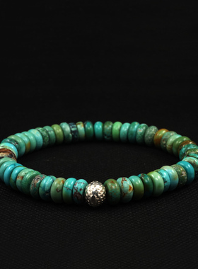 pohier小众设计潮男绿松石银珠