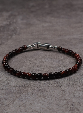 pohier银扣红虎眼手链