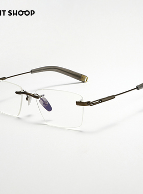 右店不累防滑大脸高颜值无框斯文气质纯钛方形男女情侣配近视眼镜