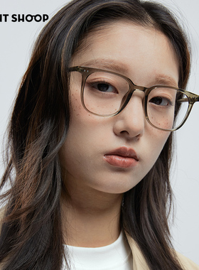立体裁切！右店极简设计TR90板材质感男女近视方框透棕色眼镜框架