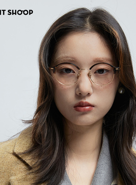 灵动半框！右店纯钛板材小圆框温柔女超轻高度数配近视眼镜框架