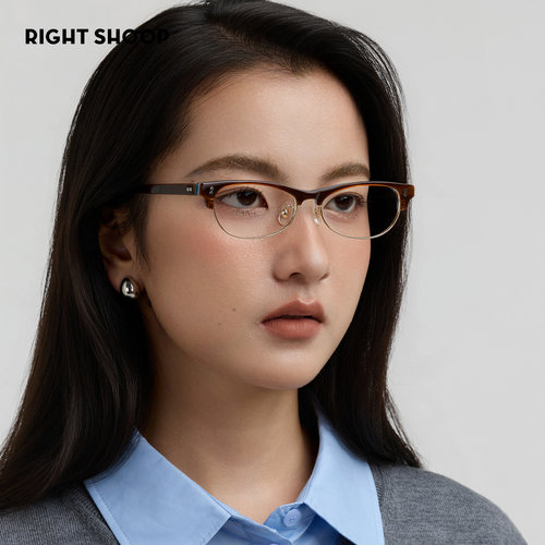 意式复古半框眼镜女高智可配度数