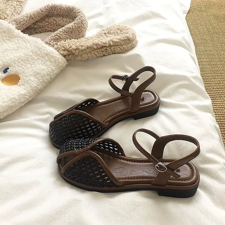 包头凉鞋女2026年新款夏季韩版森系复古仙女风休闲软平底罗马鞋子