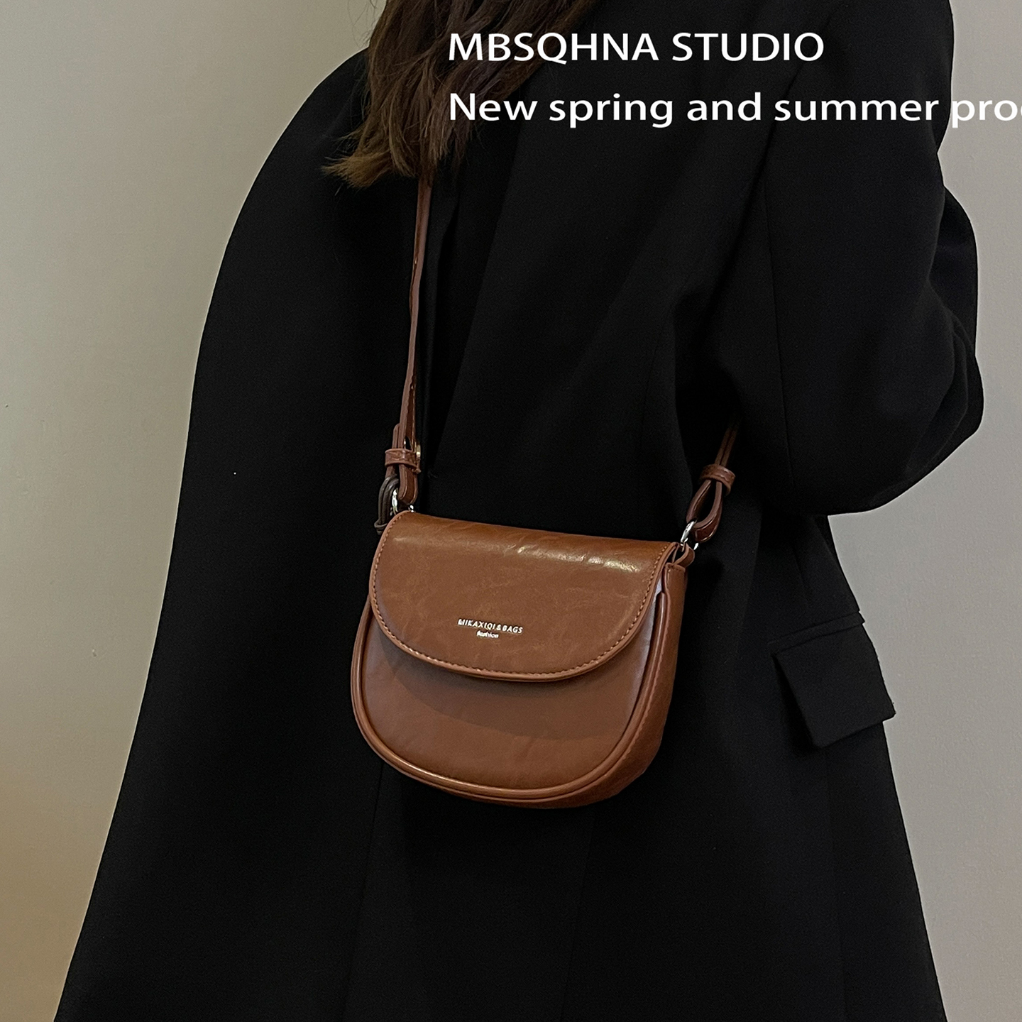 MBSQHNA小众设计包包女2025新款秋冬复古百搭单肩斜挎包马鞍包