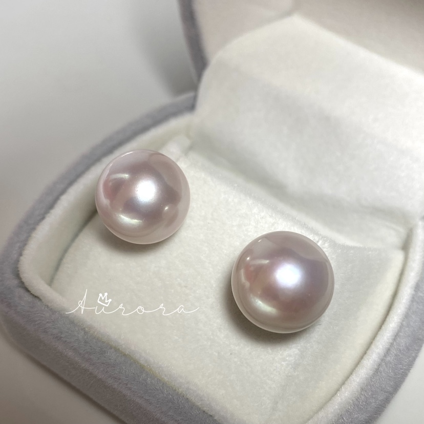 天然珍珠18k耳钉强光淡水轻奢