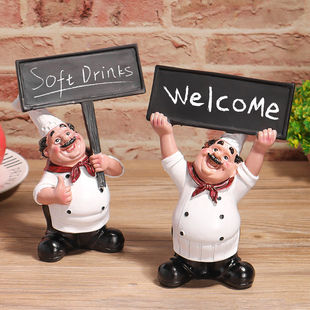 独特举牌厨师摆件创意家居摆设礼品烘焙店酒吧咖啡馆装饰