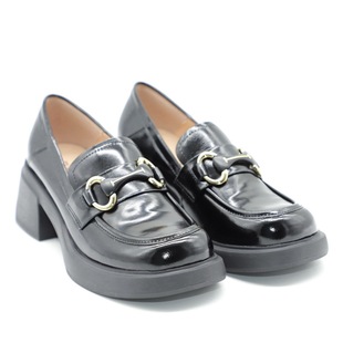 正品 女单鞋 富贵鸟女鞋 中跟粗跟牛皮乐福鞋 P390177C 2023秋新款 特价