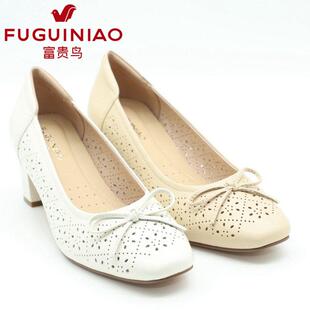 女单鞋 富贵鸟女鞋 镂空羊皮粗跟高跟鞋 2024新款 K400052K 凉鞋