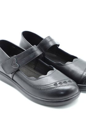 富贵鸟女鞋2024春新款舒适矮跟牛皮真皮女单鞋妈妈鞋R451001C