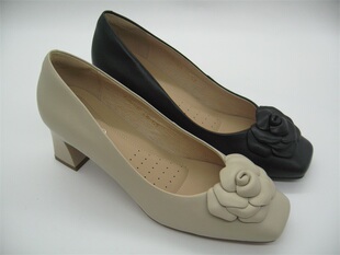 富贵鸟正品 舒适粗跟真皮羊皮女单鞋 女鞋 新款 F300122K 2023春季 特价