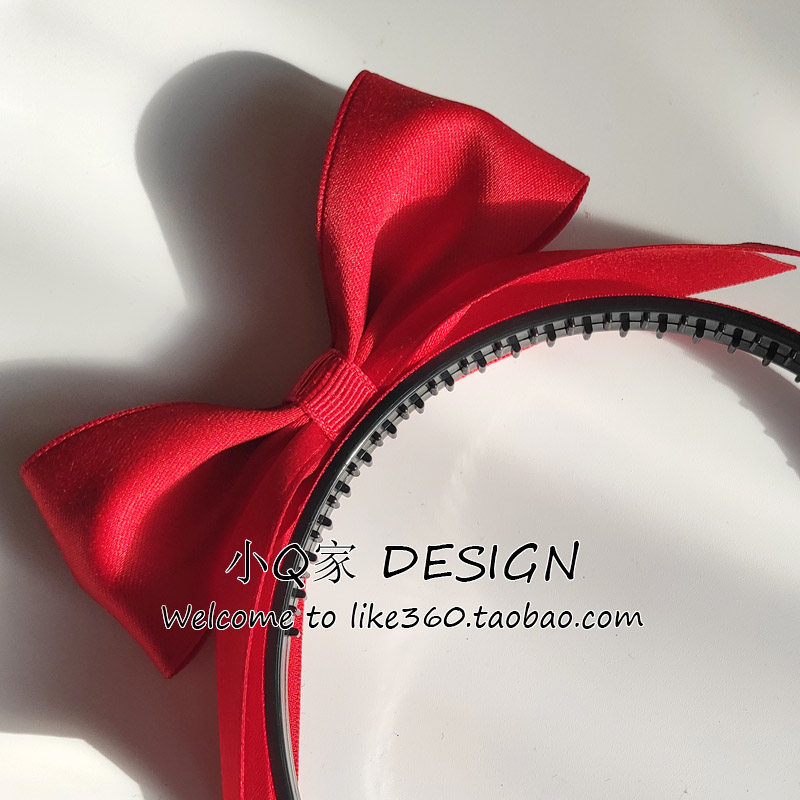 大红色在逃公主立体蝴蝶结发箍表演喜庆发夹发饰2-5-7岁平齿头箍