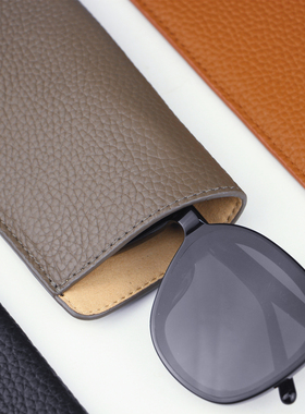 日系复古真皮眼镜盒男工高级感近视便携牛皮收纳盒太阳墨镜眼镜袋