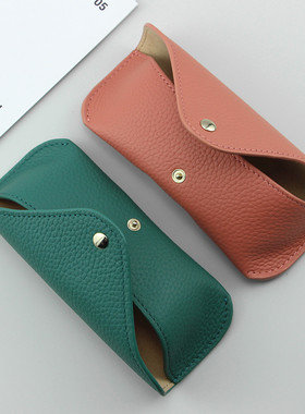 ins眼镜盒便携抗压太阳墨镜收纳袋男女近视眼镜包简约真皮保护套